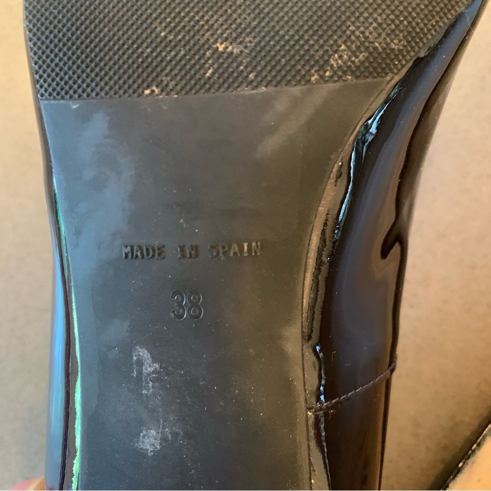 Browns Couture sz 38 Women's Patent Leather Square Toe Flare Block Heels - Picture 9 of 10